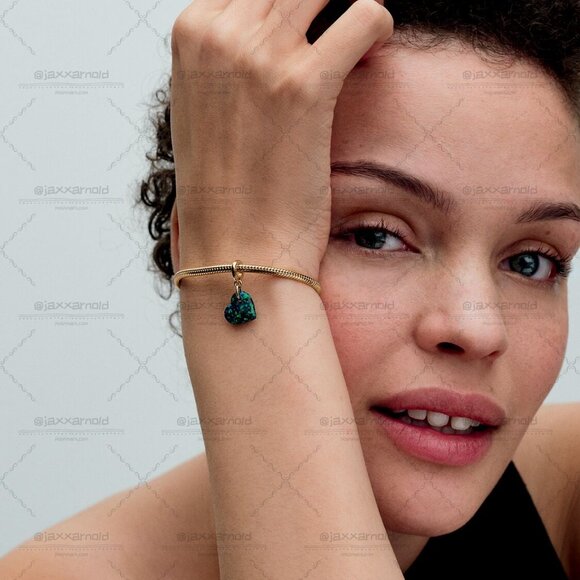 Pandora Opalescent Green Heart Dangle Charm - Picture 5 of 6